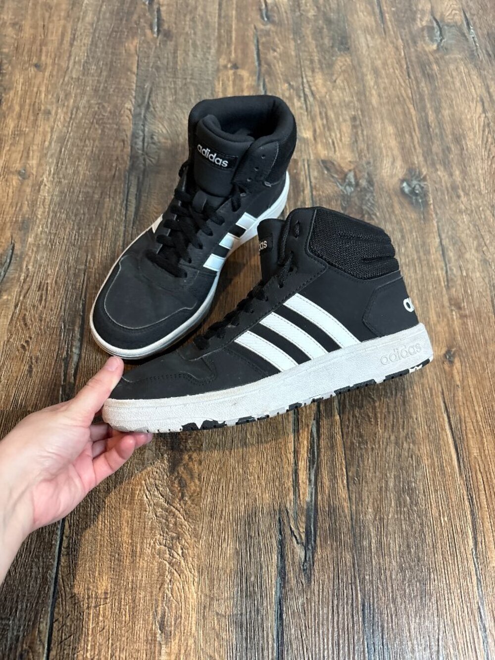 Adidas Hoops Mid sneakers Core Black/Cloud White/Grey - Picture 1 of 5